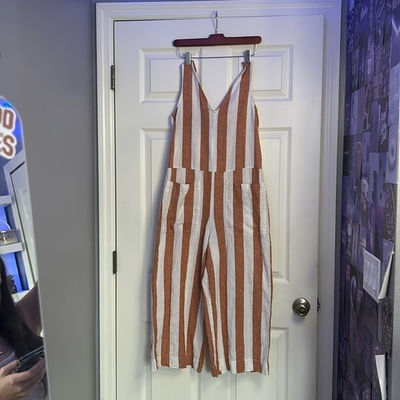 beachlunchlounge Striped Jumpsuit in Rust and White - Picture 1 of 5